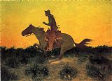 Frederic Remington Canvas Paintings - Against the Sunset